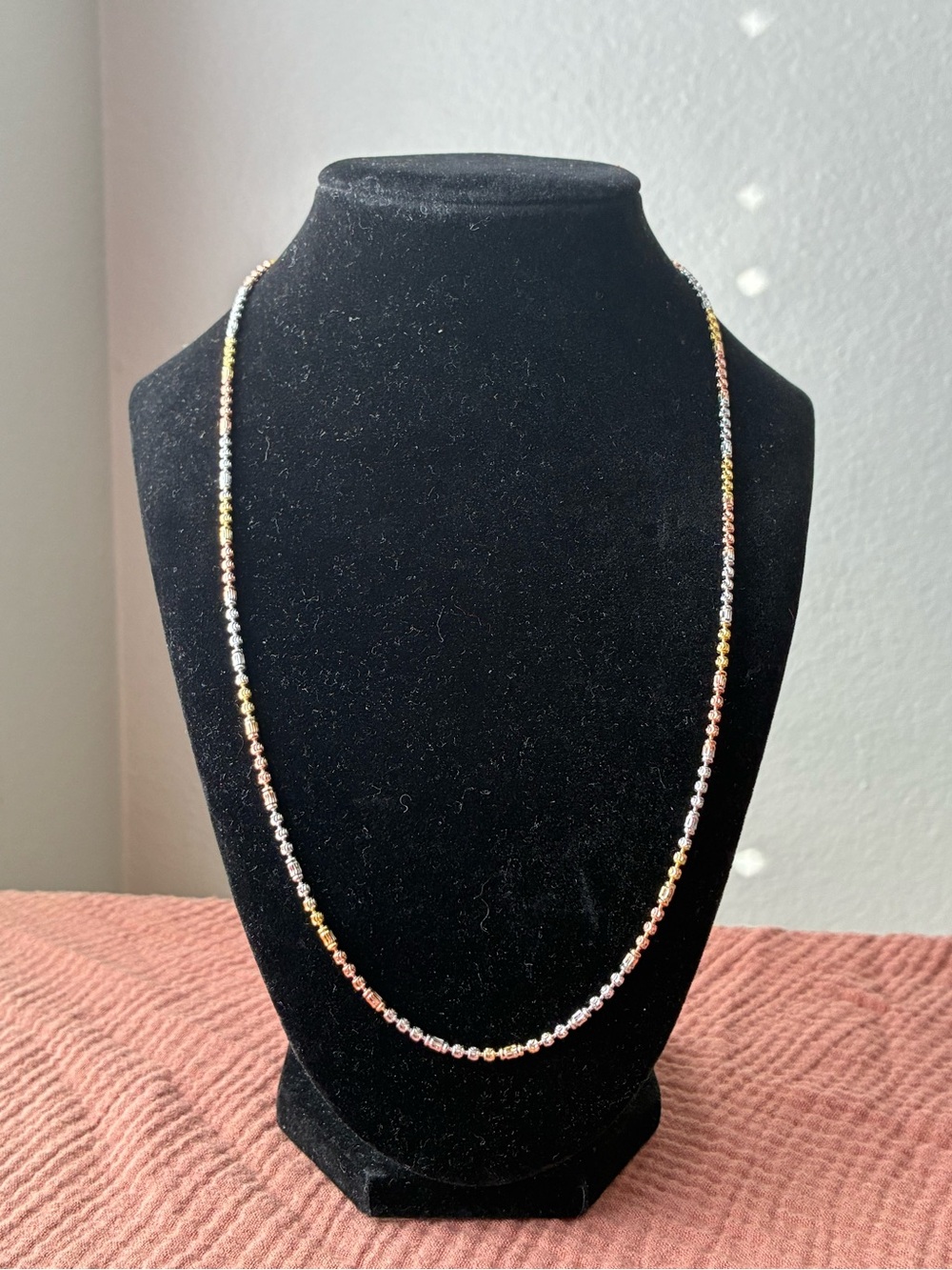 Tri-Tone Beaded Long Necklace - 22” 2.4mm